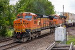 BNSF 5024, GE C44-9W, and BNSF 6642 GE ES44C4 westbound DPU units on BNSF  